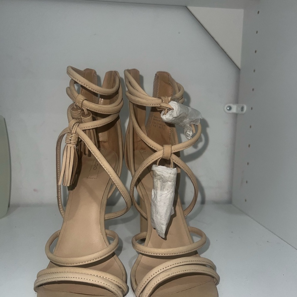 Aldo Tan Stiletto Heels with Strappy Design